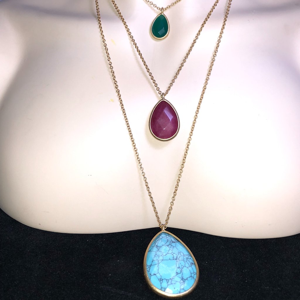 Chloe + Isabel Trio Teardrop Layered Pendant Necklace - N009